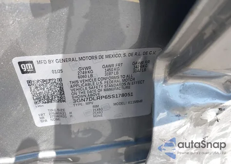 2025 Chevrolet Equinox Lt из США, поврежденный, VIN 3GN7DLRP6SS178051